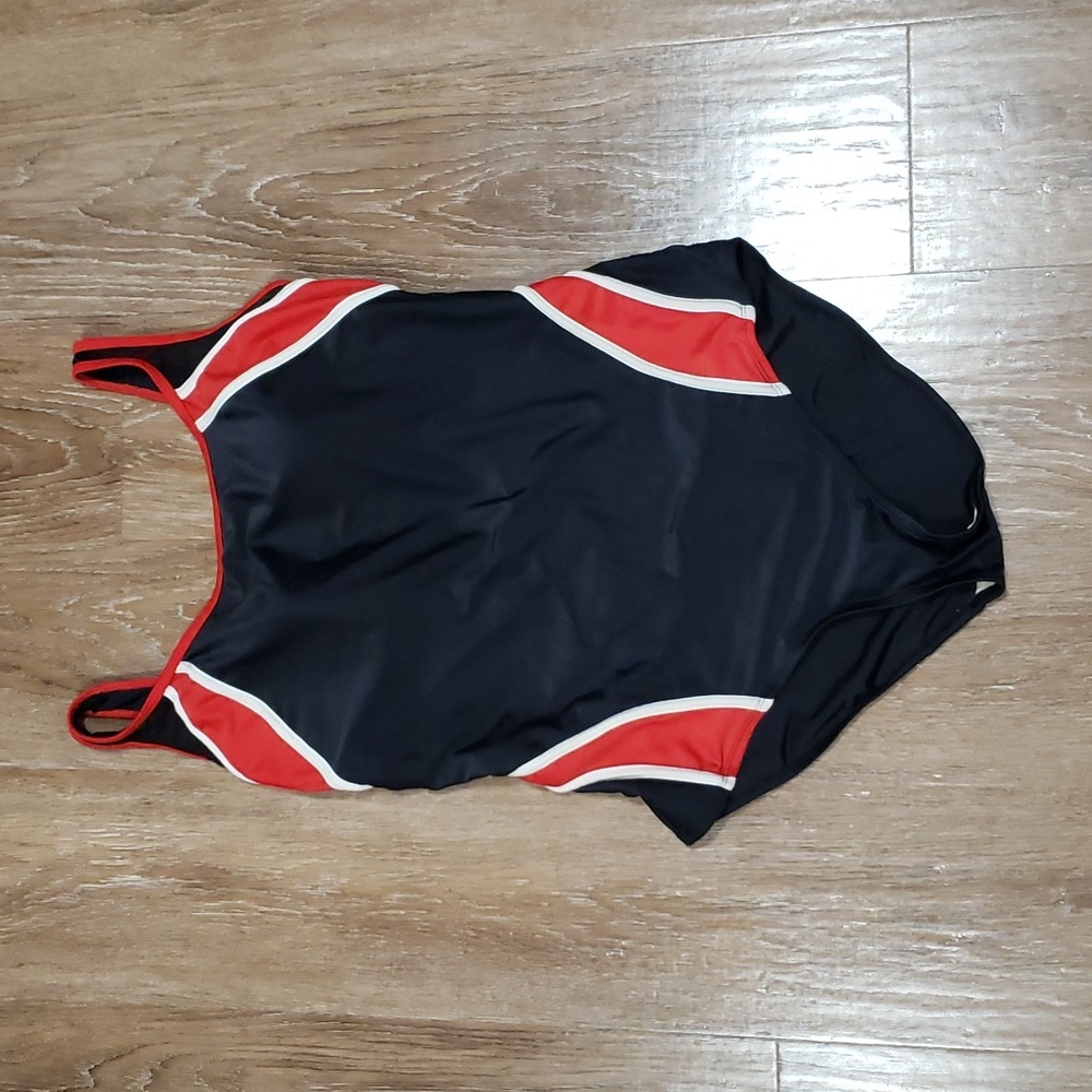 (20W) Krista Color Block One Piece Swimsuit Back Cutout Performance Wear Pool